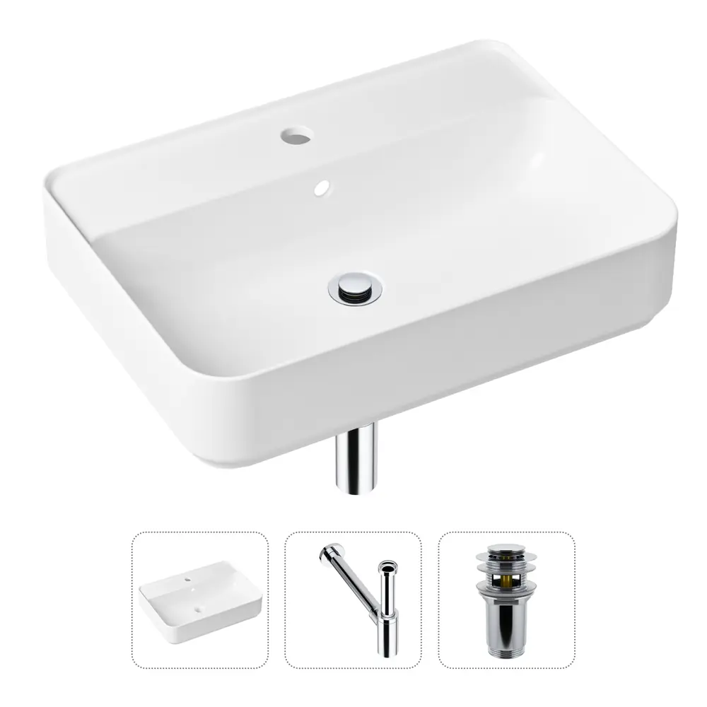 Фото Накладная раковина Lavinia Boho Bathroom Sink Slim 21520329 фарфор 60 см с донным клапаном и металлическим сифоном Фото Накладная раковина Lavinia Boho Bathroom Sink Slim 21520329 фарфор 60 см с донным клапаном и металлическим сифоном