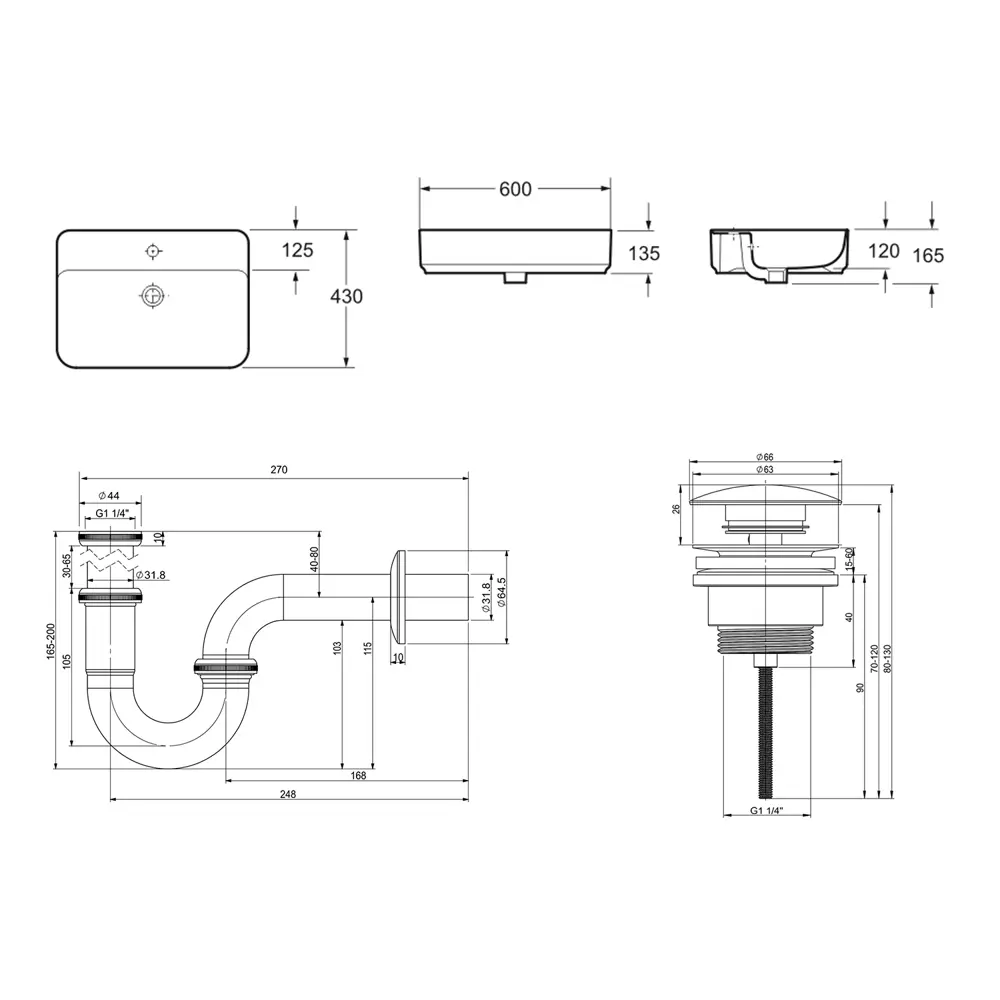 Фото 9 Накладная раковина Lavinia Boho Bathroom Sink Slim 21520326 фарфор 60 см с донным клапаном и металлическим сифоном Фото 9 Накладная раковина Lavinia Boho Bathroom Sink Slim 21520326 фарфор 60 см с донным клапаном и металлическим сифоном