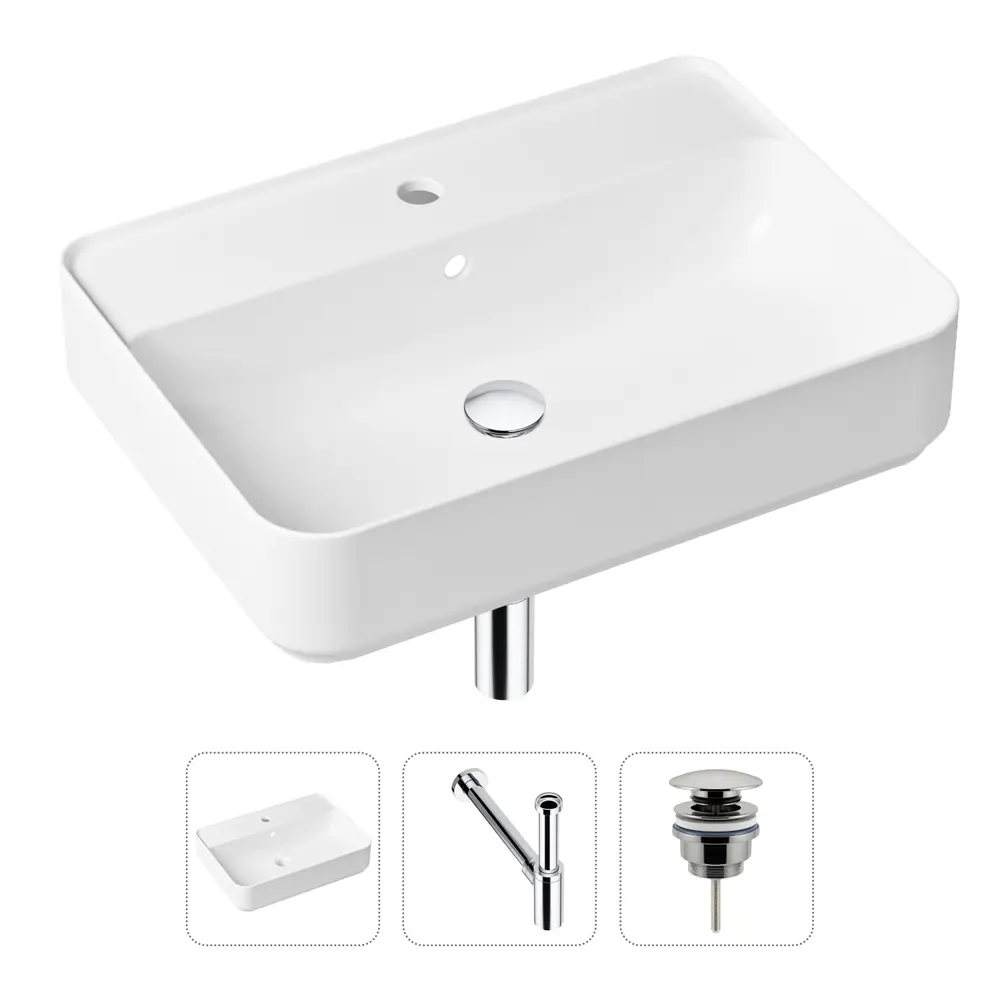 Фото Накладная раковина Lavinia Boho Bathroom Sink Slim 21520330 фарфор 60 см с донным клапаном и металлическим сифоном Фото Накладная раковина Lavinia Boho Bathroom Sink Slim 21520330 фарфор 60 см с донным клапаном и металлическим сифоном