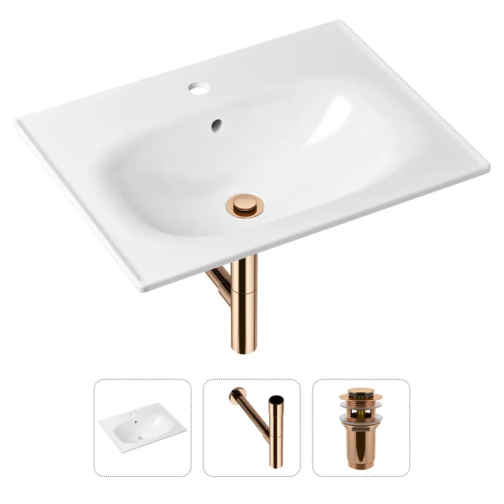 Фото Врезная раковина Lavinia Boho Bathroom Sink 21520463 фарфор 60 см с донным клапаном и металлическим сифоном Фото Врезная раковина Lavinia Boho Bathroom Sink 21520463 фарфор 60 см с донным клапаном и металлическим сифоном