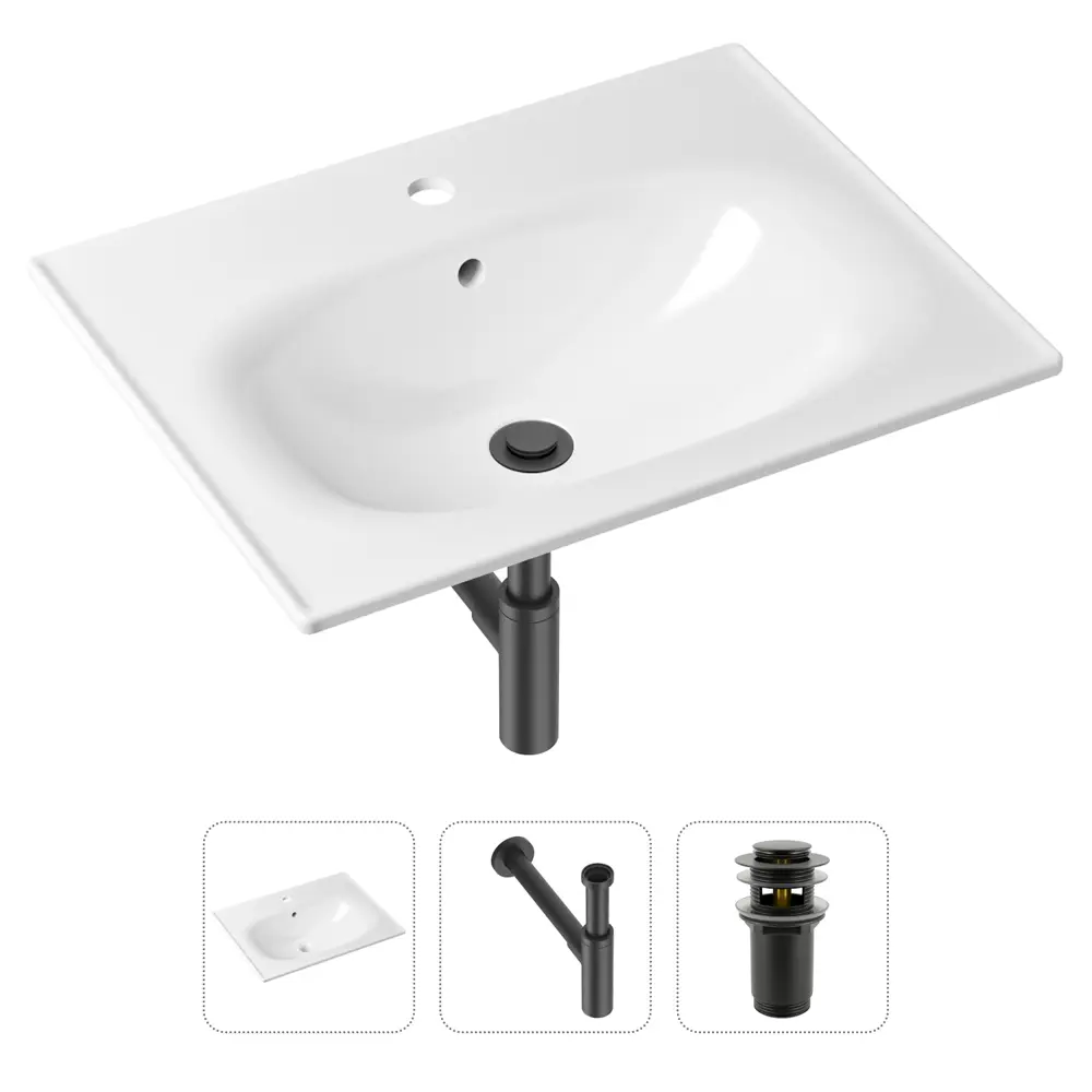 Фото Врезная раковина Lavinia Boho Bathroom Sink 21520469 фарфор 60 см с донным клапаном и металлическим сифоном