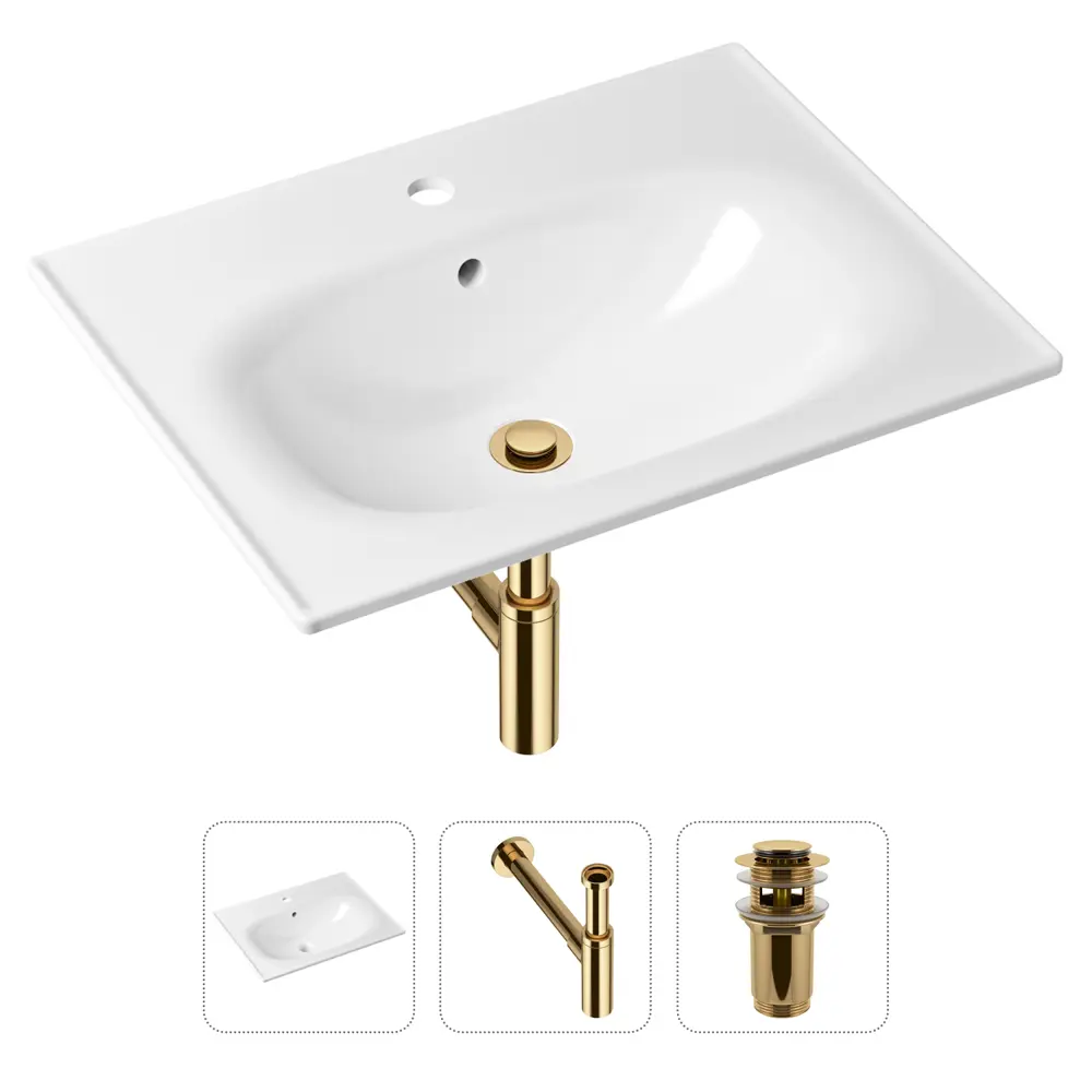 Фото Врезная раковина Lavinia Boho Bathroom Sink 21520471 фарфор 60 см с донным клапаном и металлическим сифоном Фото Врезная раковина Lavinia Boho Bathroom Sink 21520471 фарфор 60 см с донным клапаном и металлическим сифоном