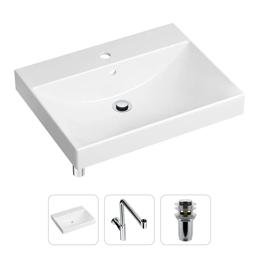 Фото Врезная раковина Lavinia Boho Bathroom Sink 21520586 фарфор 60 см с донным клапаном и металлическим сифоном Фото Врезная раковина Lavinia Boho Bathroom Sink 21520586 фарфор 60 см с донным клапаном и металлическим сифоном