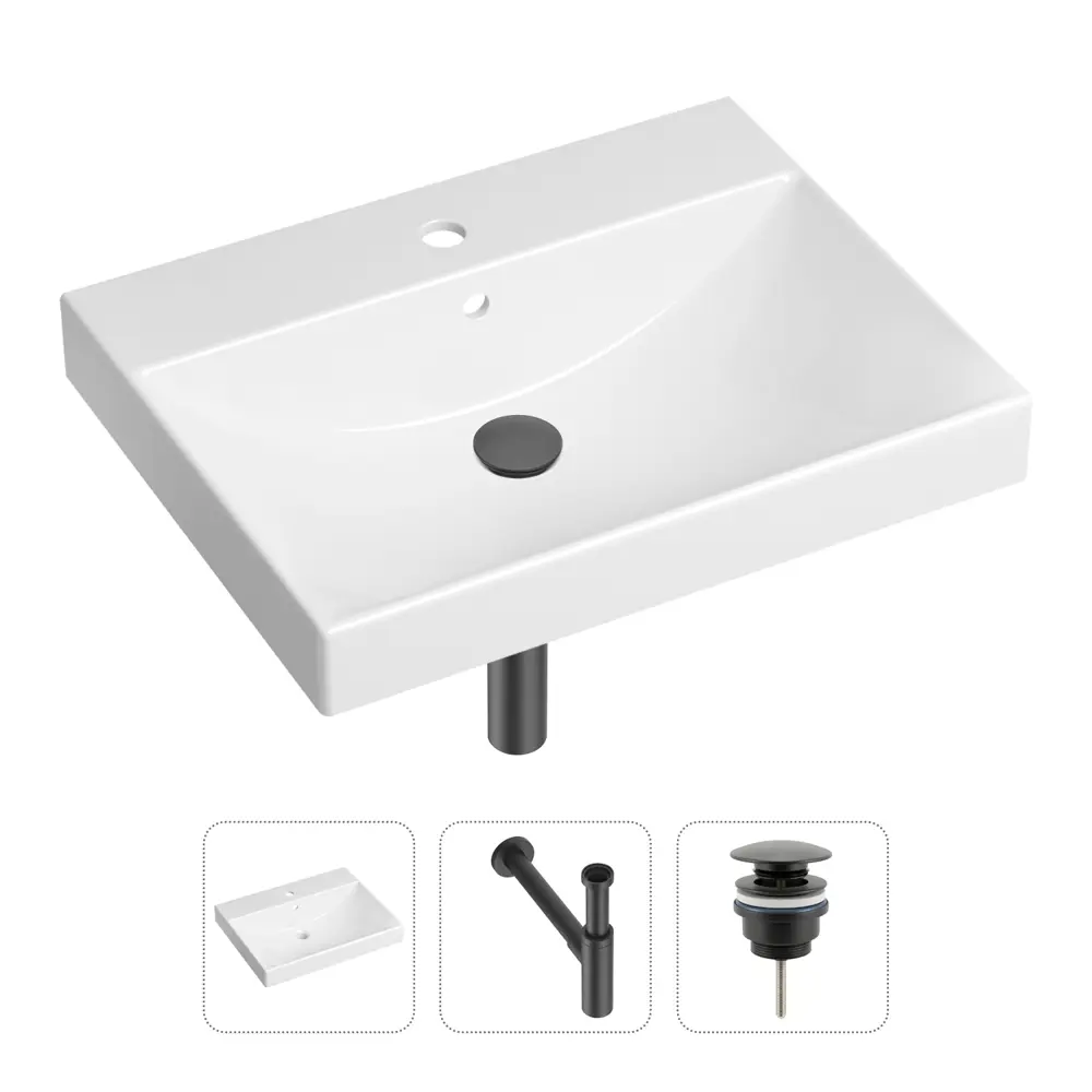 Фото Врезная раковина Lavinia Boho Bathroom Sink 21520579 фарфор 60 см с донным клапаном и металлическим сифоном Фото Врезная раковина Lavinia Boho Bathroom Sink 21520579 фарфор 60 см с донным клапаном и металлическим сифоном
