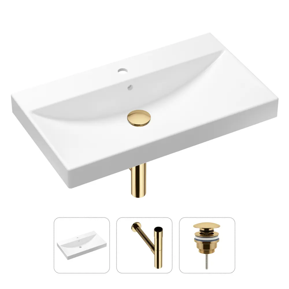 Фото Врезная раковина Lavinia Boho Bathroom Sink 21520625 фарфор 80 см с донным клапаном и металлическим сифоном Фото Врезная раковина Lavinia Boho Bathroom Sink 21520625 фарфор 80 см с донным клапаном и металлическим сифоном