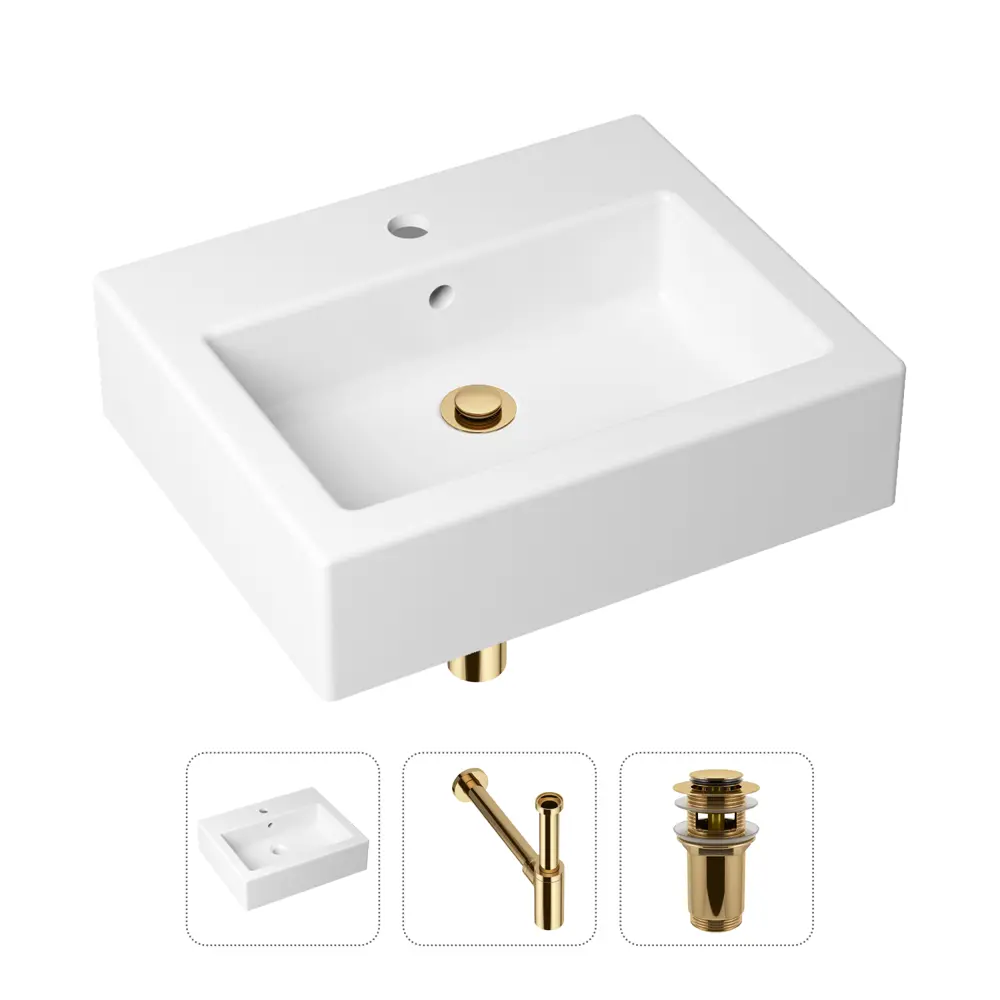 Фото Накладная раковина Lavinia Boho Bathroom Sink 21520658 фарфор 50.5 см с донным клапаном и металлическим сифоном Фото Накладная раковина Lavinia Boho Bathroom Sink 21520658 фарфор 50.5 см с донным клапаном и металлическим сифоном