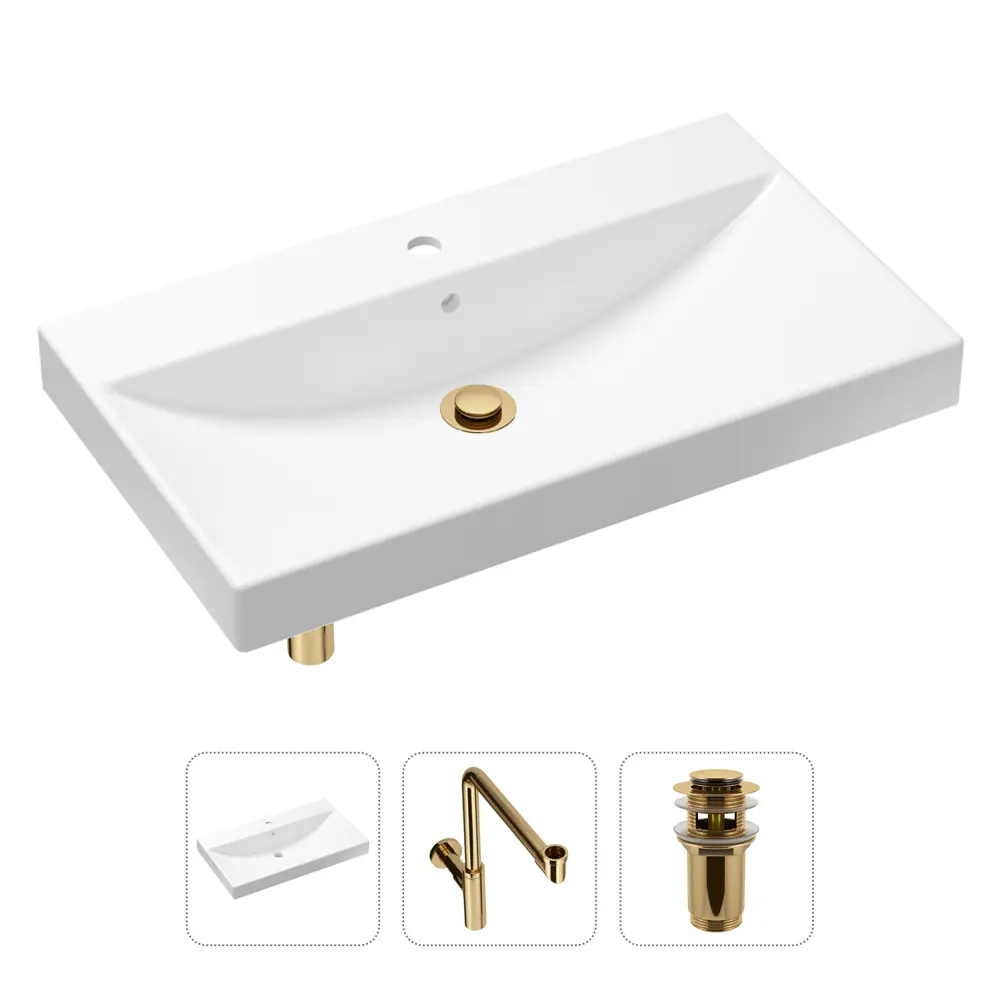 Фото Врезная раковина Lavinia Boho Bathroom Sink 21520644 фарфор 80 см с донным клапаном и металлическим сифоном Фото Врезная раковина Lavinia Boho Bathroom Sink 21520644 фарфор 80 см с донным клапаном и металлическим сифоном