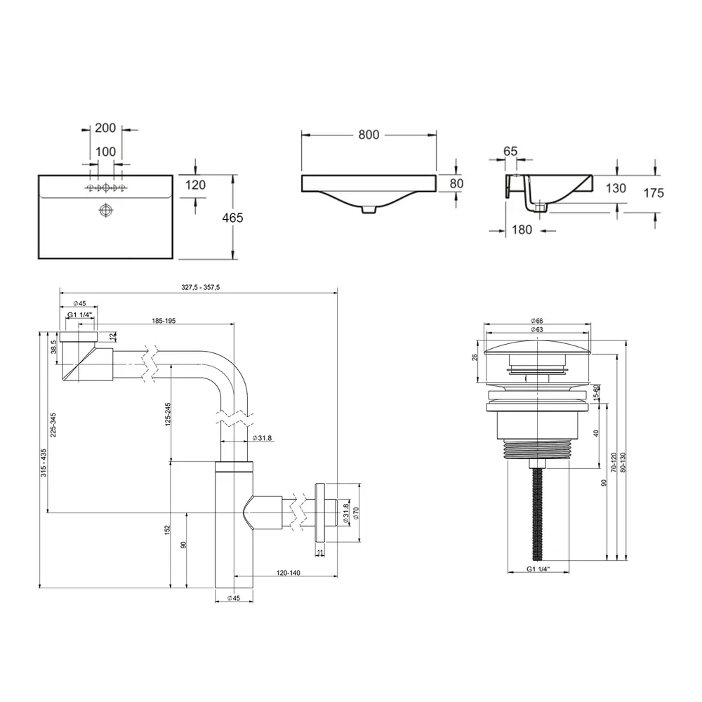 Фото 9 Врезная раковина Lavinia Boho Bathroom Sink 21520645 фарфор 80 см с донным клапаном и металлическим сифоном Фото 9 Врезная раковина Lavinia Boho Bathroom Sink 21520645 фарфор 80 см с донным клапаном и металлическим сифоном