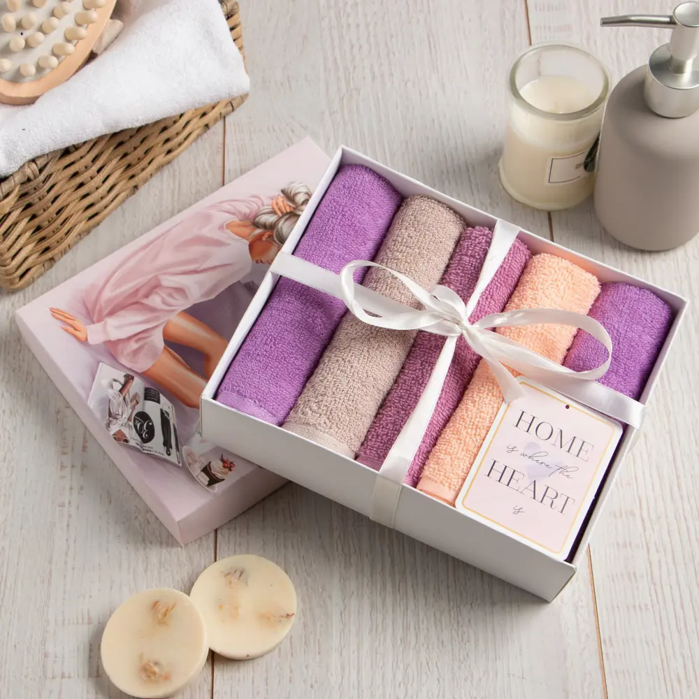 Фото Набор махровых салфеток Sweet home 30x30 см - 5шт, 100% хл, 340гр/м2 Фото Набор махровых салфеток Sweet home 30x30 см - 5шт, 100% хл, 340гр/м2