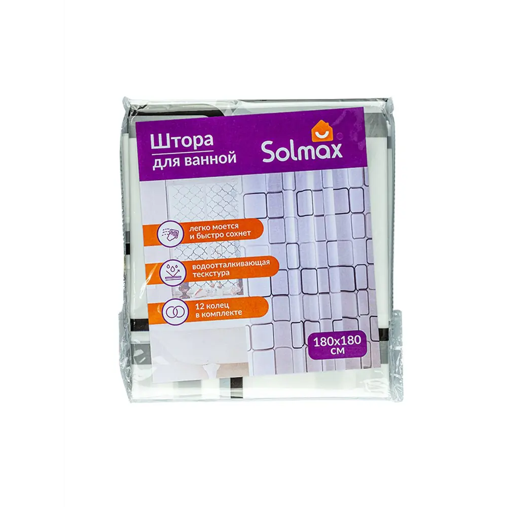 Фото 7 Шторка для ванной комнаты Solmax SM90607 180x180см цвет белый Фото 7 Шторка для ванной комнаты Solmax SM90607 180x180см цвет белый
