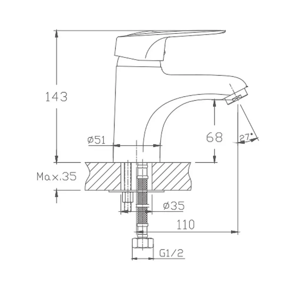 Фото 2 Смеситель для раковины D-lin D110492 однорычажный цвет хром