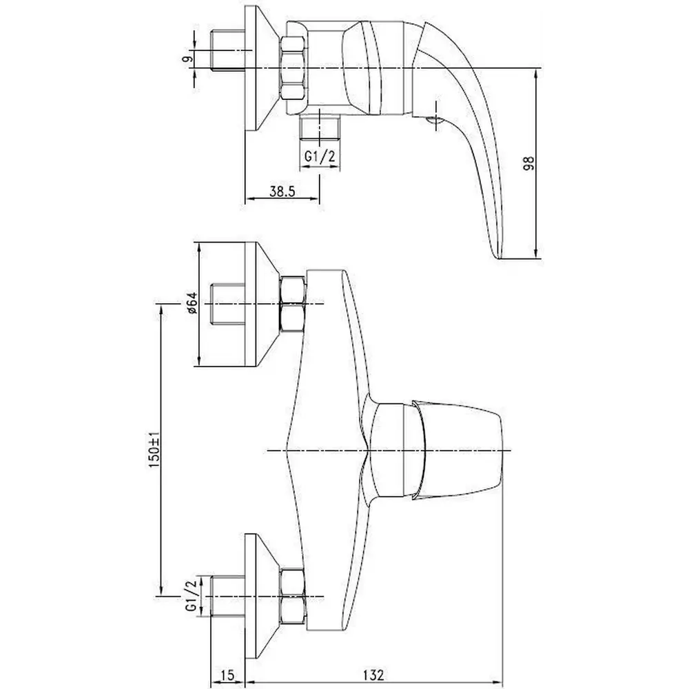 Фото 2 Смеситель для душа Aquanet 00187206 однорычажный цвет хром Фото 2 Смеситель для душа Aquanet 00187206 однорычажный цвет хром