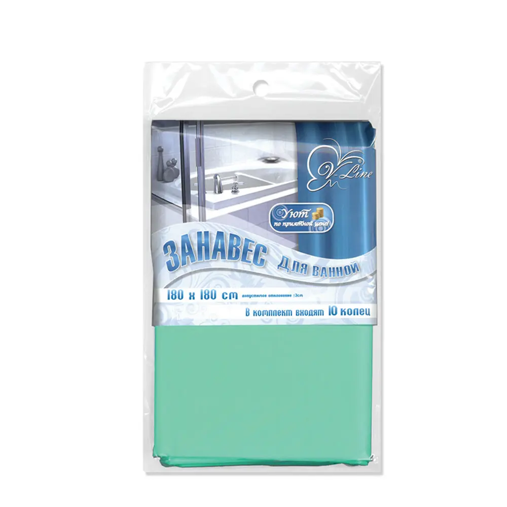 Фото Шторка для ванной комнаты V-LINE 6671ЗЛ 180x180см цвет зеленый Фото Шторка для ванной комнаты V-LINE 6671ЗЛ 180x180см цвет зеленый