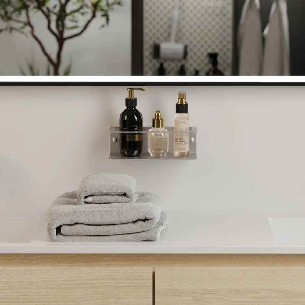 Фото 2 Полка для ванной комнаты Tempache 1040554-3 20x20см цвет серебристый Фото 2 Полка для ванной комнаты Tempache 1040554-3 20x20см цвет серебристый