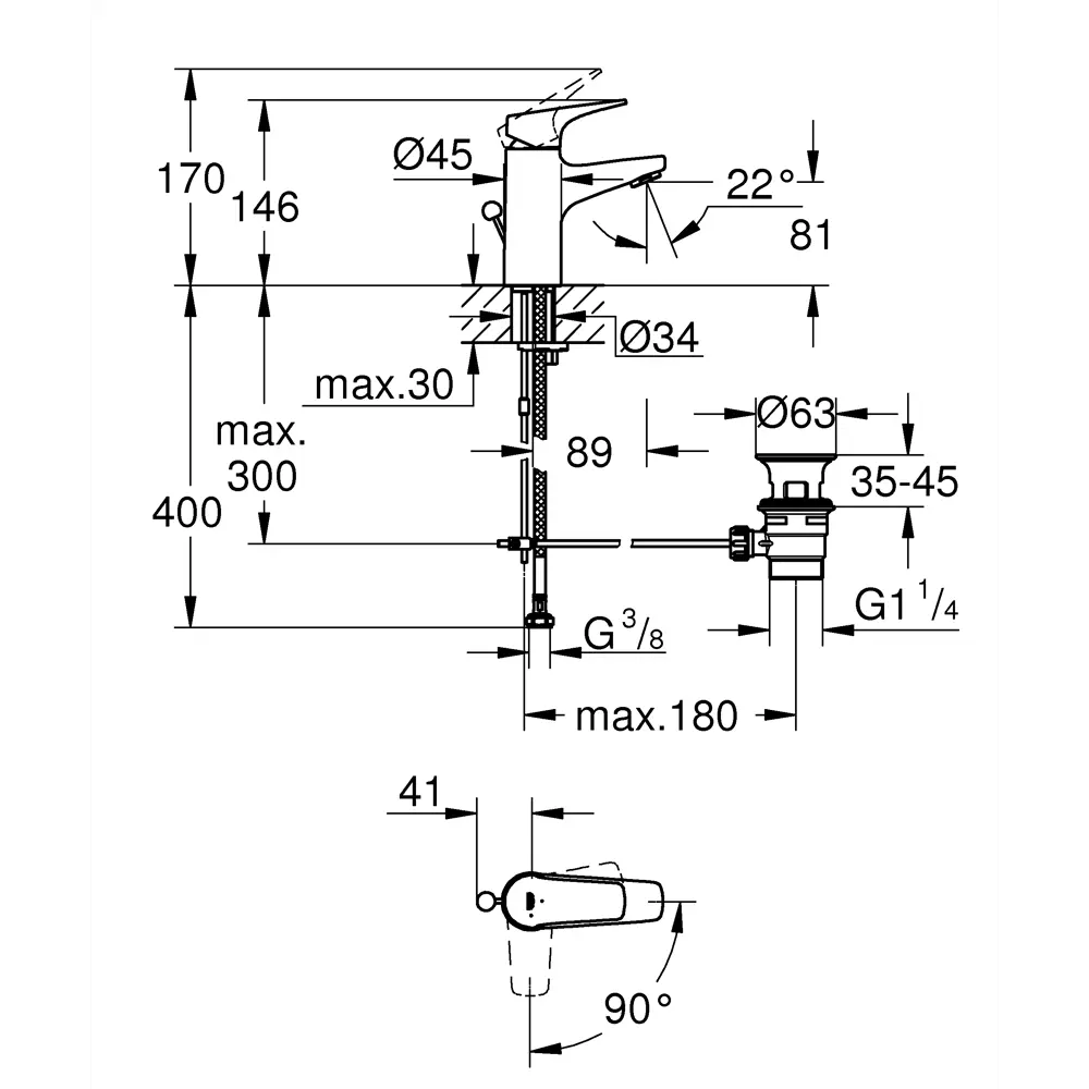 Фото 2 Смеситель для раковины Grohe 23769000 однорычажный цвет хром Фото 2 Смеситель для раковины Grohe 23769000 однорычажный цвет хром