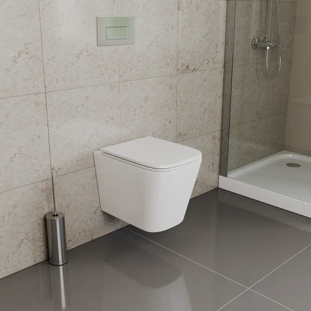 Фото 2 Унитаз подвесной D&k DT1516016 безободковый с сиденьем микролифт Фото 2 Унитаз подвесной D&k DT1516016 безободковый с сиденьем микролифт