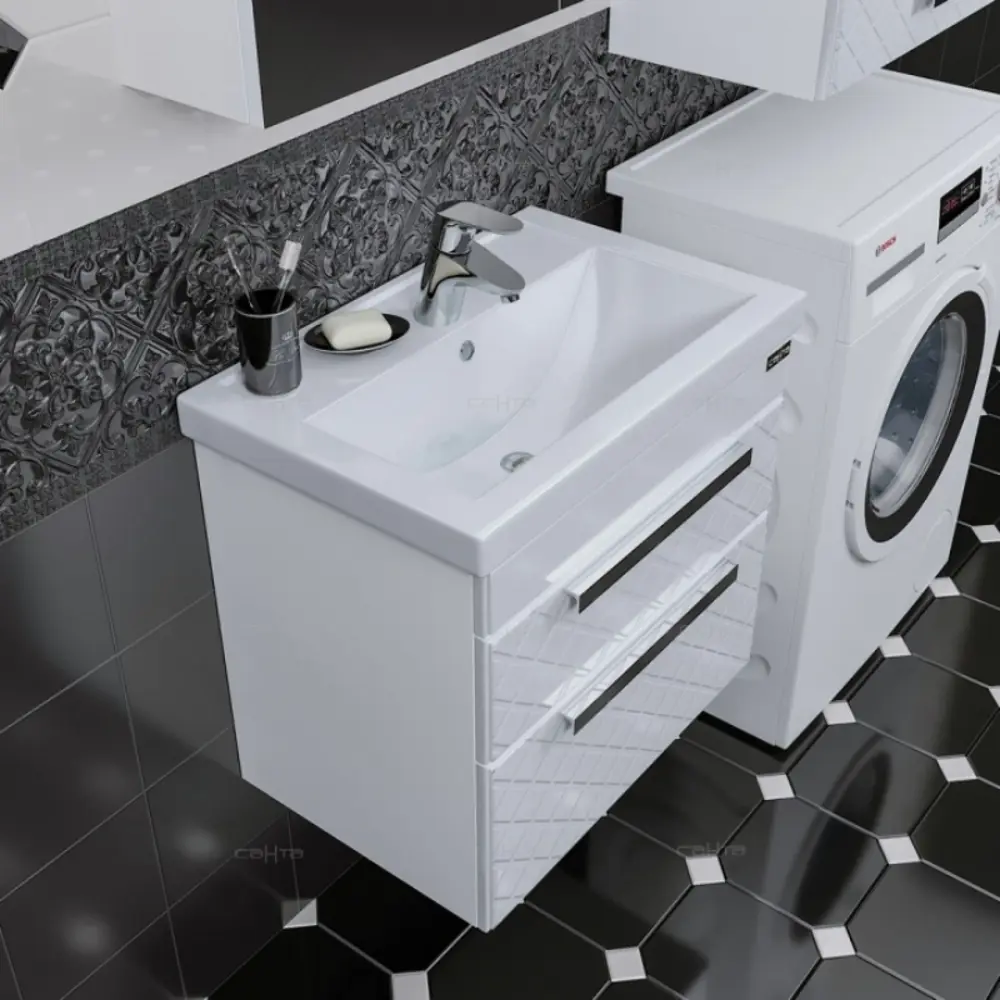 Фото 3 Тумба под раковину подвесная Санта 217007 66.5см цвет белый Фото 3 Тумба под раковину подвесная Санта 217007 66.5см цвет белый