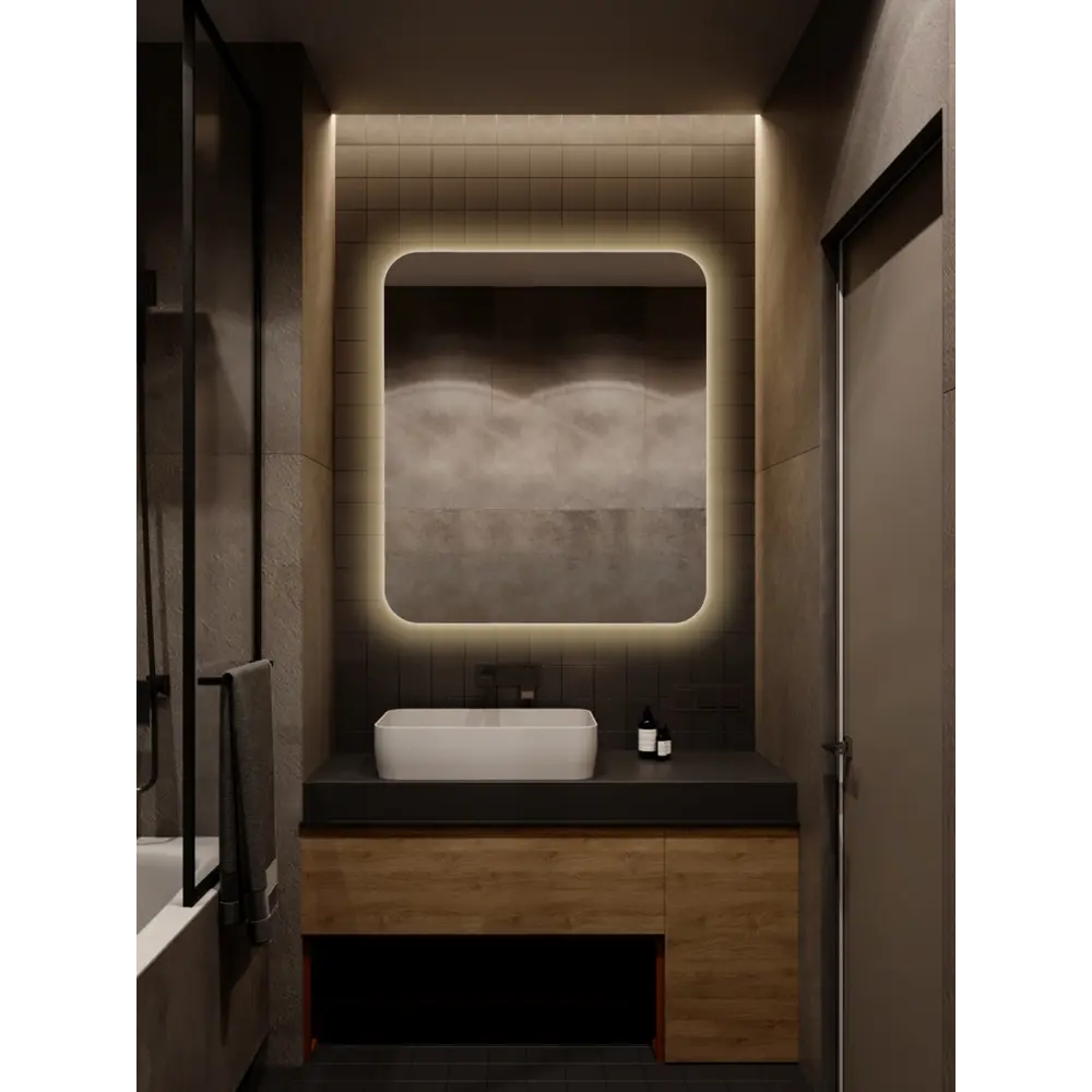 Фото Зеркало для ванной Aris АБП009 с подсветкой 80x70см