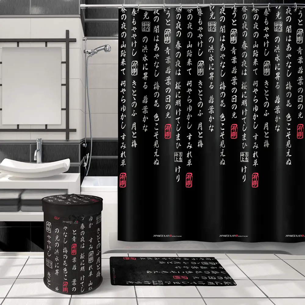 Фото 3 Шторка для ванной комнаты Valiant JAP-B-1818 180x180см цвет черный