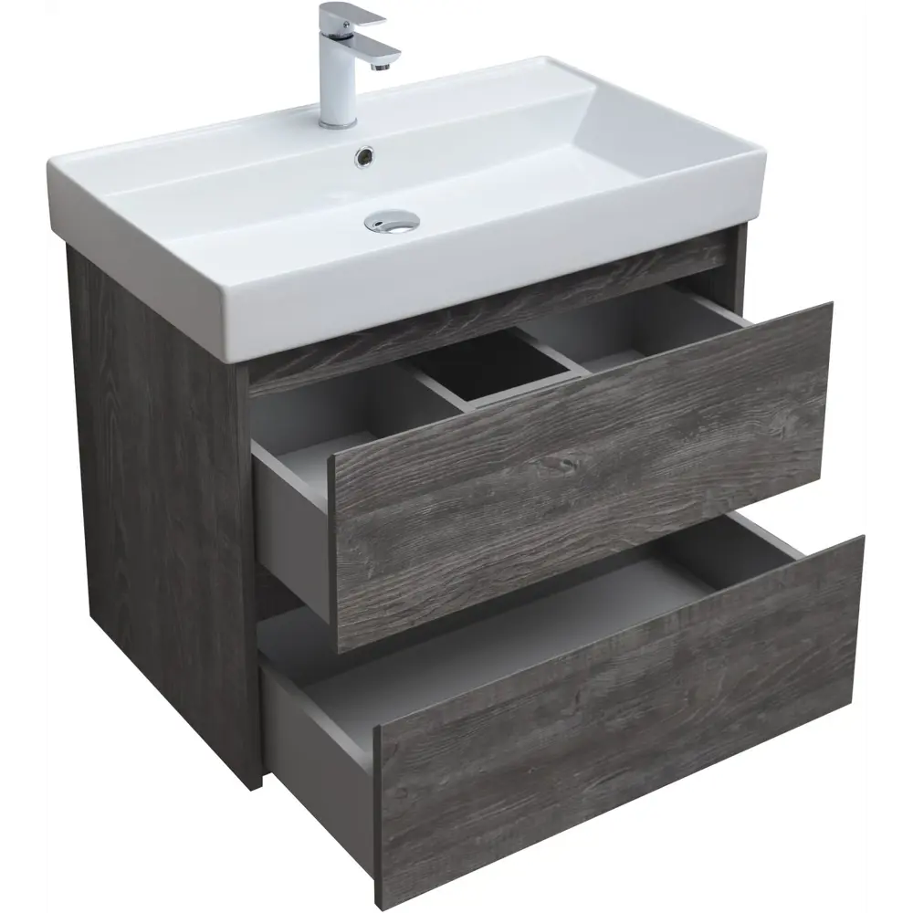 Фото 2 Тумба под раковину напольная Aquanet 00287890 72.4см цвет эффект черного дерева