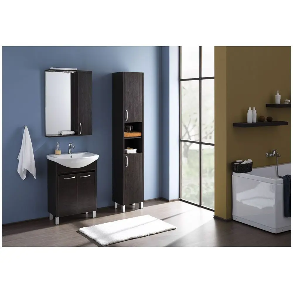 Фото 3 Шкаф зеркальный подвесной Aquanet 00168938 60x87см цвет венге