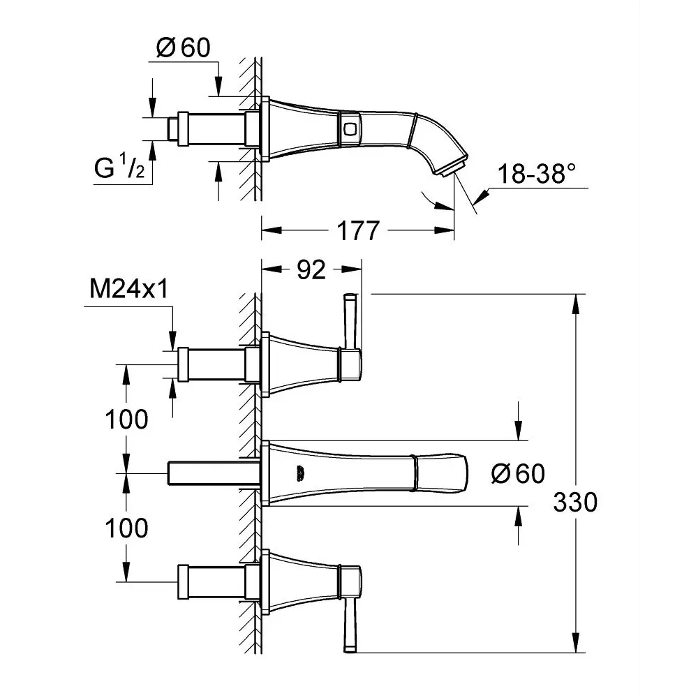 Фото 2 Внешняя часть смесителя для раковины Grohe Grandera 20414IG0 Фото 2 Внешняя часть смесителя для раковины Grohe Grandera 20414IG0