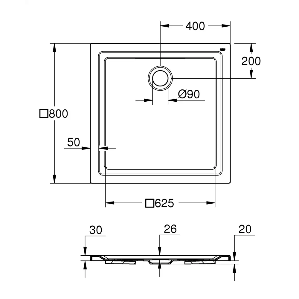 Фото 2 Душевой поддон Grohe 39302000 квадрат акрил 80x80см Фото 2 Душевой поддон Grohe 39302000 квадрат акрил 80x80см
