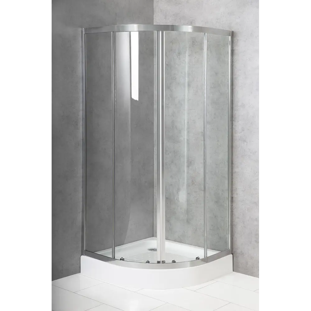 Фото Душевой уголок Belbagno DUE-R-2-90-C-Cr 1/4 круга 90x90см серебро профиль эффект стекла прозрачный Фото Душевой уголок Belbagno DUE-R-2-90-C-Cr 1/4 круга 90x90см серебро профиль эффект стекла прозрачный