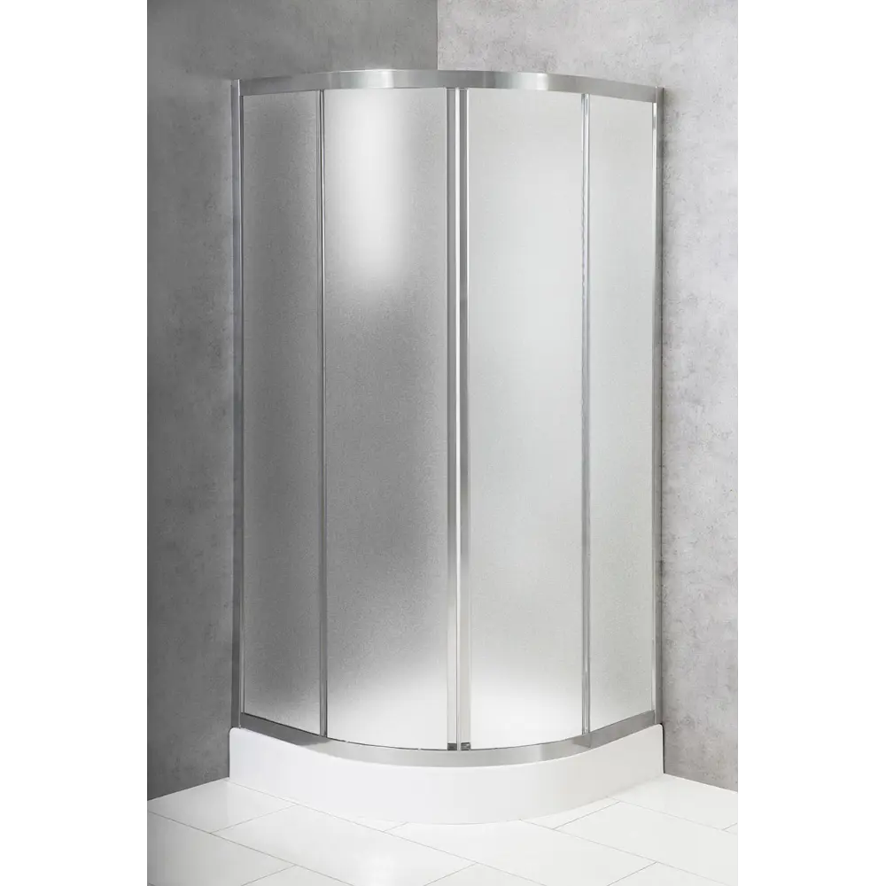 Фото Душевой уголок Belbagno DUE-R-2-90-P-Cr 1/4 круга 90x90см серебро профиль эффект стекла рифленый Фото Душевой уголок Belbagno DUE-R-2-90-P-Cr 1/4 круга 90x90см серебро профиль эффект стекла рифленый