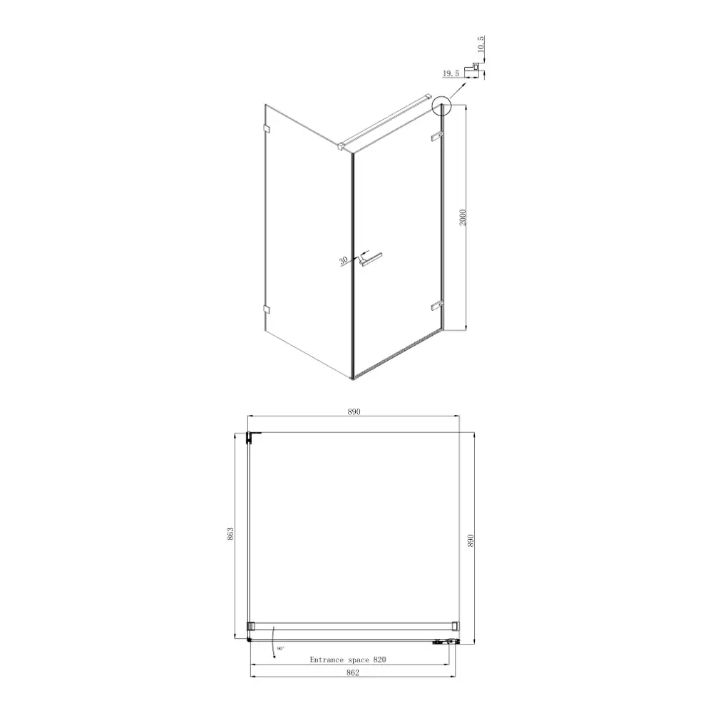 Фото 9 Душевой уголок Ambassador 10011101R-PR2 квадрат 90x90см хромированный профиль эффект стекла прозрачный Фото 9 Душевой уголок Ambassador 10011101R-PR2 квадрат 90x90см хромированный профиль эффект стекла прозрачный