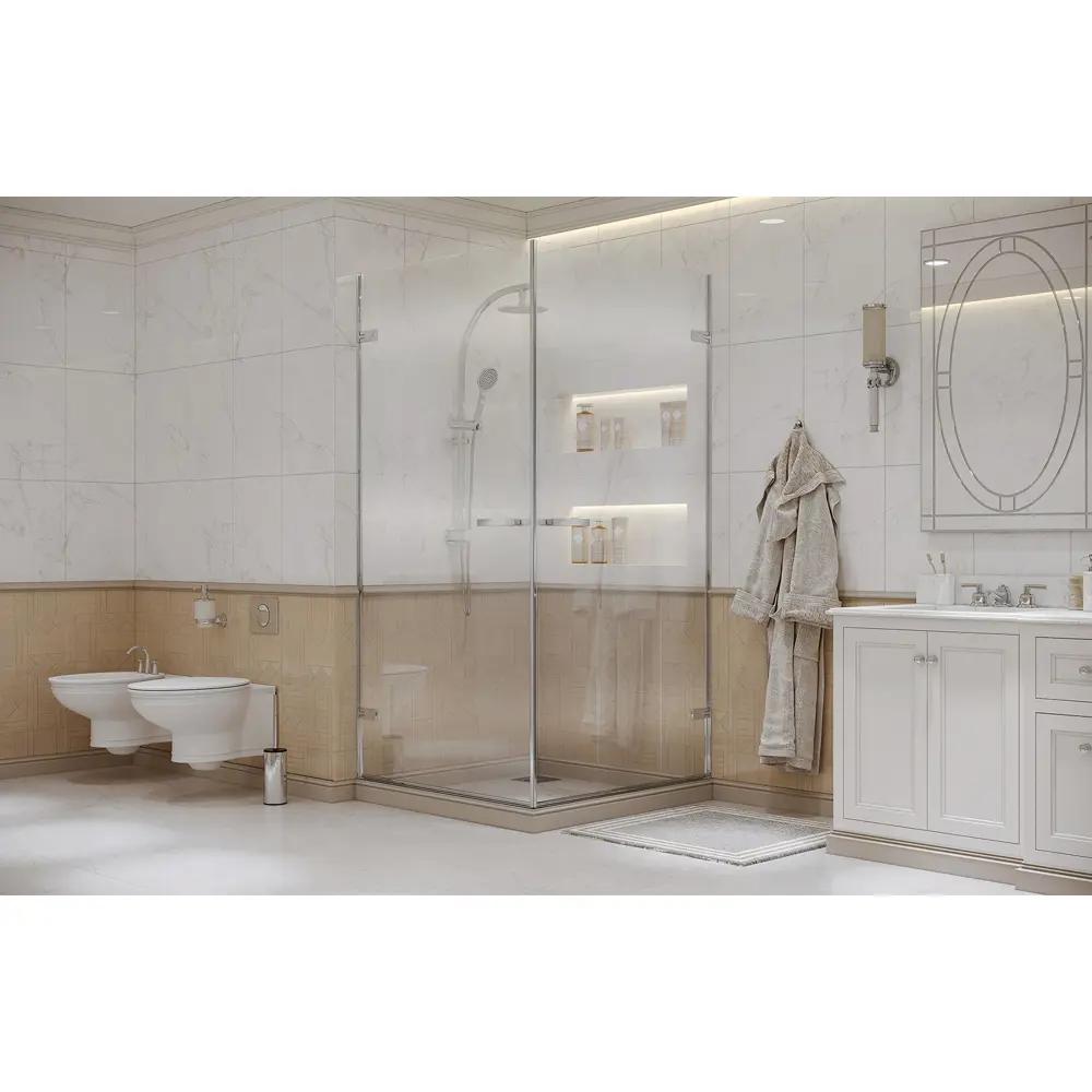 Фото 4 Душевой уголок Ambassador 10011105-ST6 квадрат 90x90см хромированный профиль эффект стекла прозрачный Фото 4 Душевой уголок Ambassador 10011105-ST6 квадрат 90x90см хромированный профиль эффект стекла прозрачный