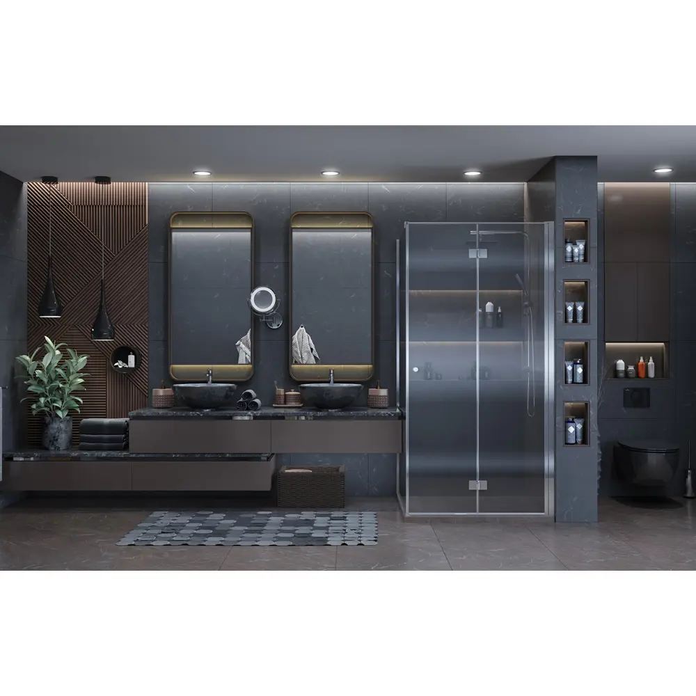 Фото 4 Душевой уголок Ambassador 12011105R-ST4 квадрат 90x90см хромированный профиль эффект стекла прозрачный Фото 4 Душевой уголок Ambassador 12011105R-ST4 квадрат 90x90см хромированный профиль эффект стекла прозрачный