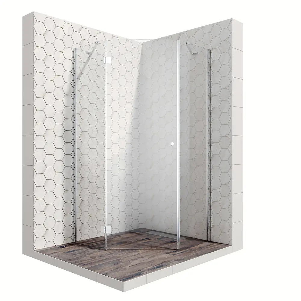 Фото 2 Душевой уголок Ambassador 12011112L-PR1 пятиугольник 100x100см хромированный профиль эффект стекла прозрачный