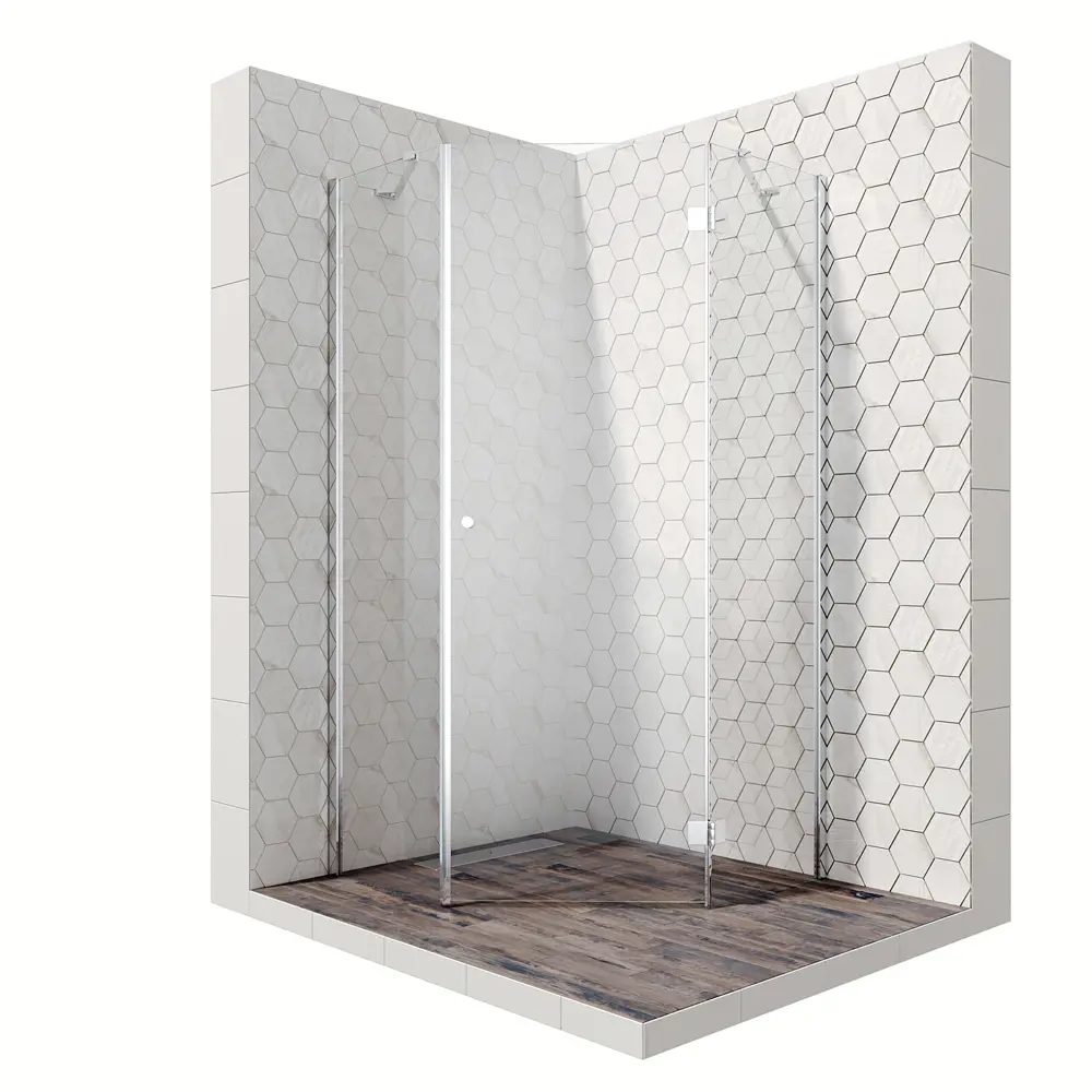 Фото 2 Душевой уголок Ambassador 12011112R-PR2 пятиугольник 100x100см хромированный профиль эффект стекла прозрачный