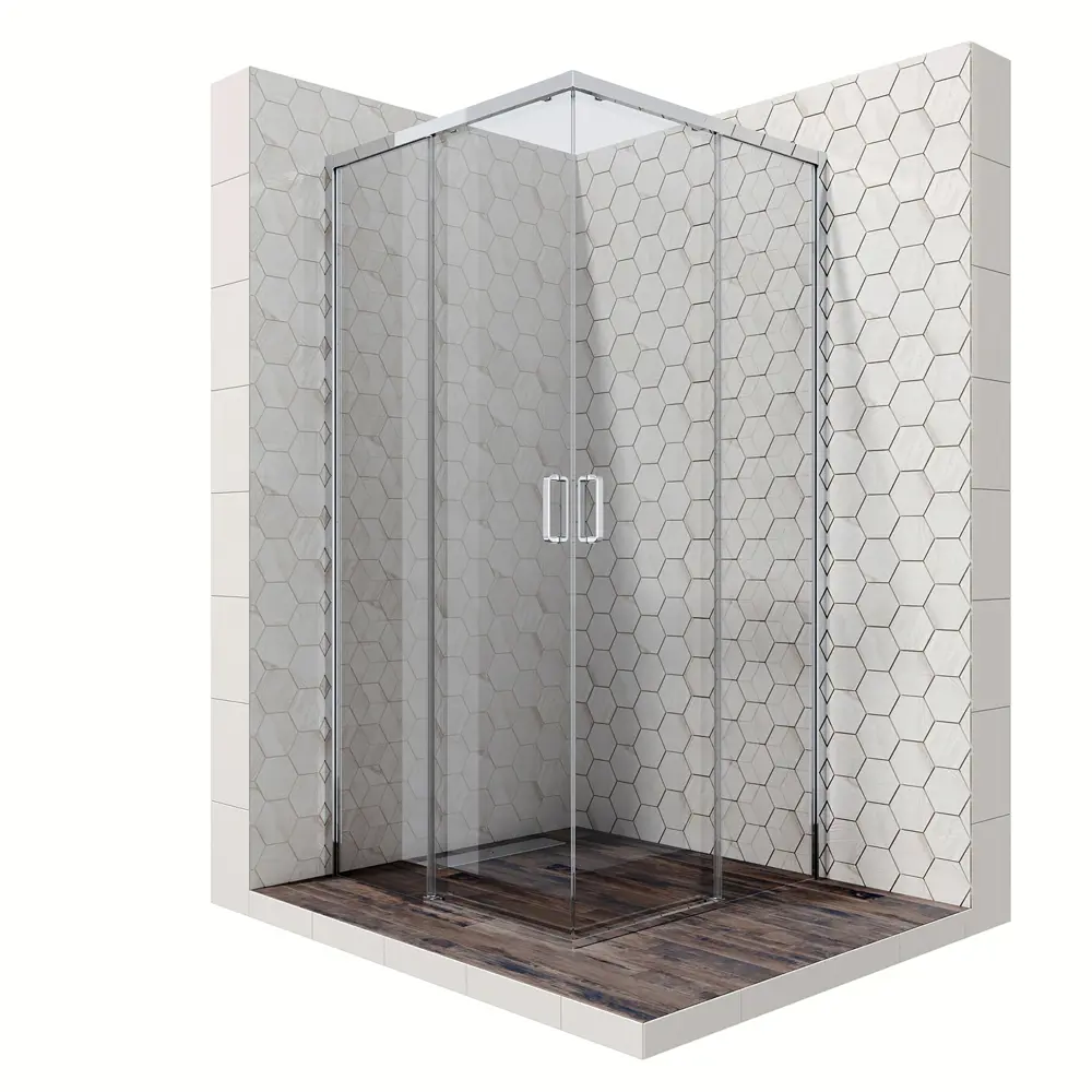 Фото 2 Душевой уголок Ambassador 11011105-ST2 квадрат 100x100см хромированный профиль эффект стекла прозрачный