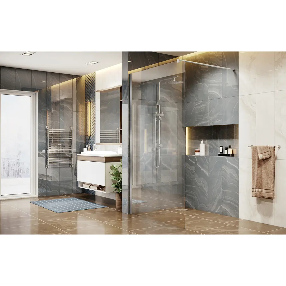 Фото 4 Душевая перегородка Ambassador 15031101-ST14 200см хромированный профиль Фото 4 Душевая перегородка Ambassador 15031101-ST14 200см хромированный профиль