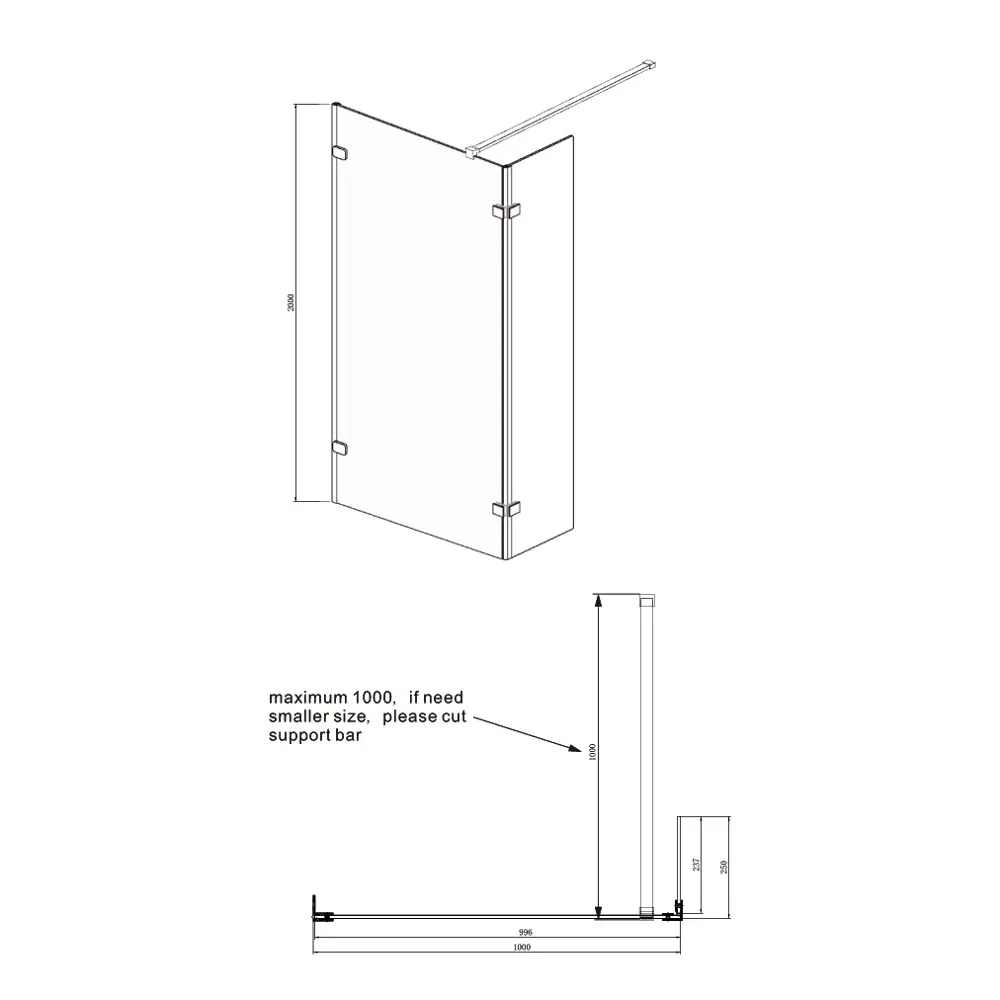 Фото 8 Душевая перегородка Ambassador 15031106-ST10 25x200см хромированный профиль