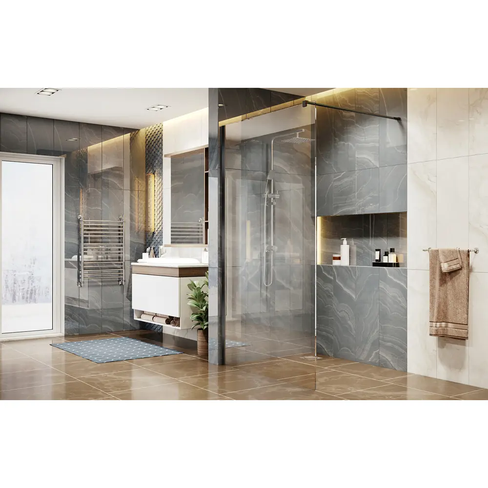 Фото 4 Душевая перегородка Ambassador 15031109-ST16 200см хромированный профиль