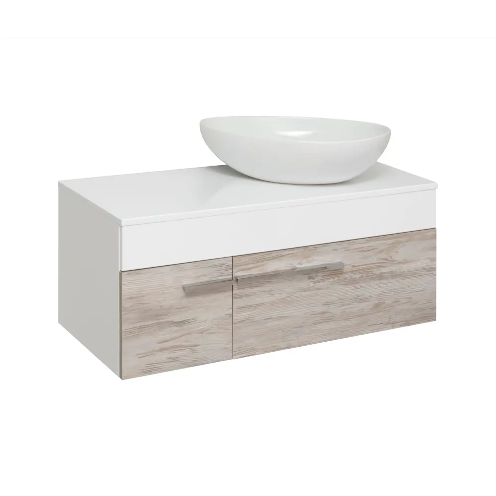 Фото Тумба с раковиной Runo Вудлайн 100 см подвесная цвет скандинавский дуб с умывальником Moduo 50 Leaf Фото Тумба с раковиной Runo Вудлайн 100 см подвесная цвет скандинавский дуб с умывальником Moduo 50 Leaf