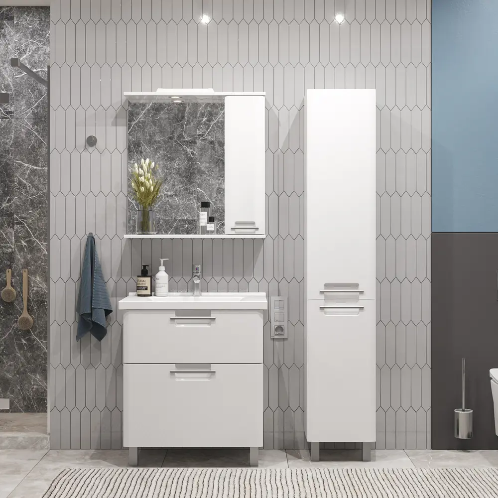 Фото 5 Тумба под раковину напольная Sanstar 376.1-1.4.1.КМИР 70см цвет белый Фото 5 Тумба под раковину напольная Sanstar 376.1-1.4.1.КМИР 70см цвет белый