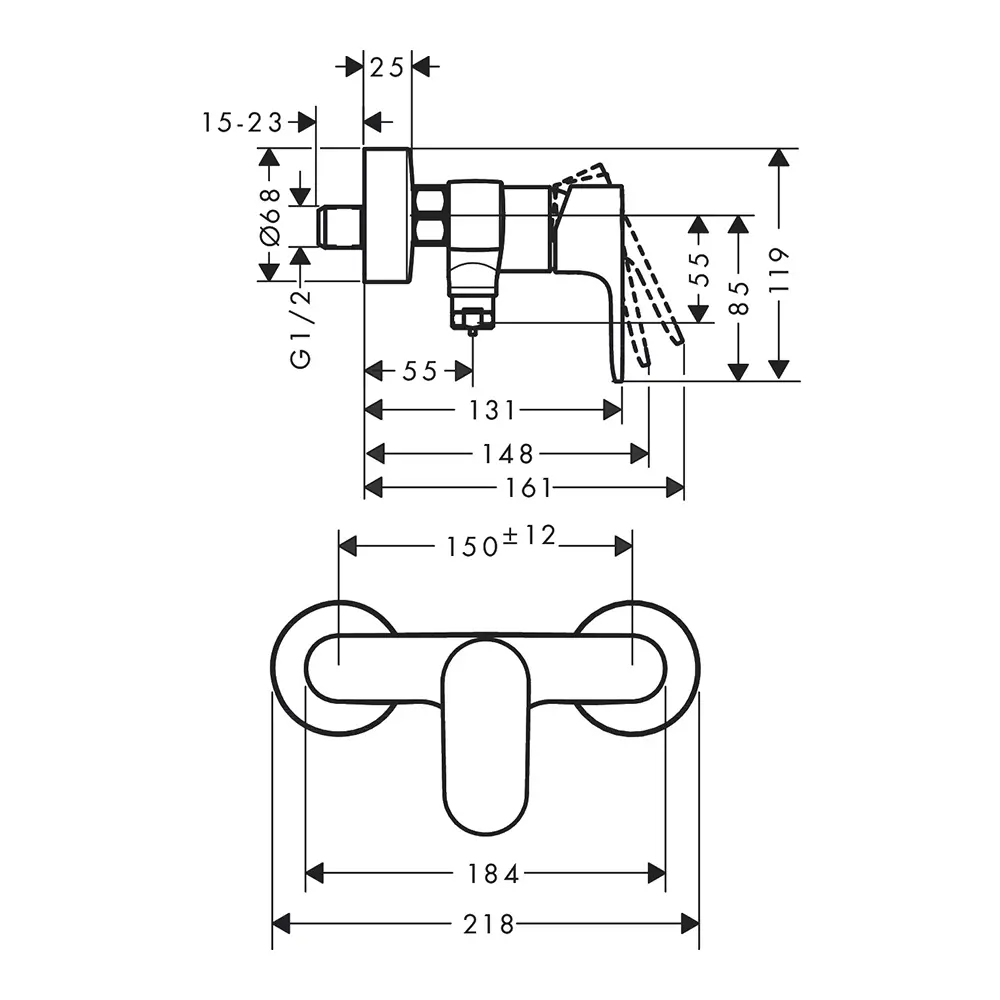 Фото 3 Смеситель для душа Hansgrohe Rebris S 72643000 Фото 3 Смеситель для душа Hansgrohe Rebris S 72643000