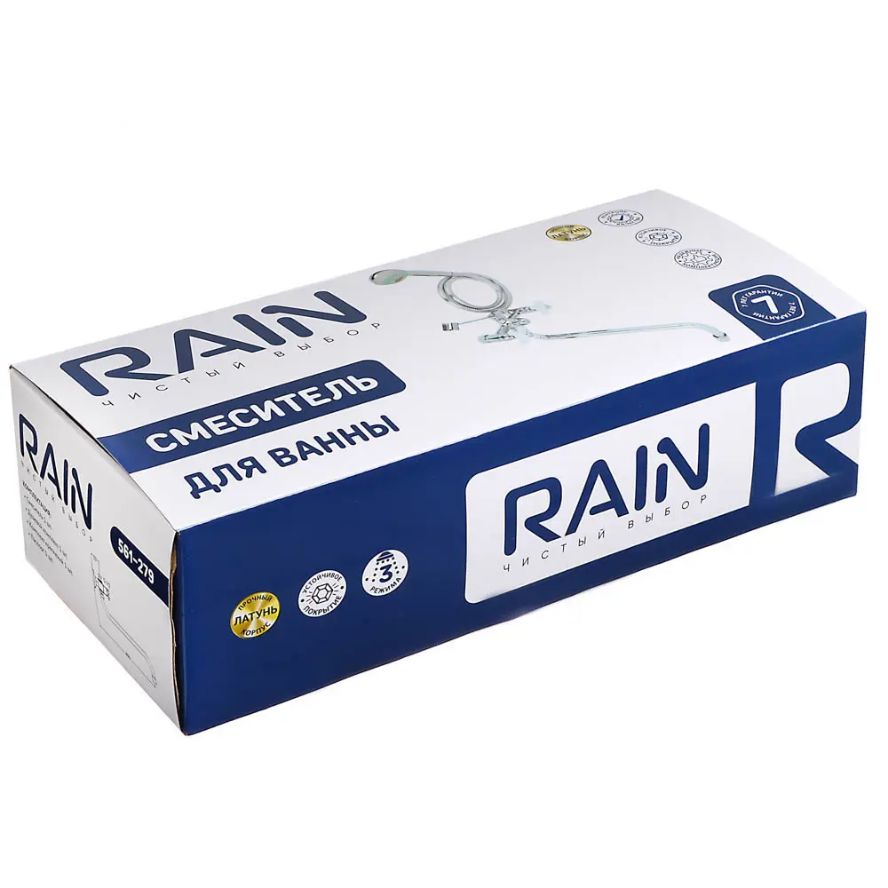 Фото 6 Смеситель для ванны Rain 561-279 с душевой лейкой двухвентильный цвет хром Фото 6 Смеситель для ванны Rain 561-279 с душевой лейкой двухвентильный цвет хром