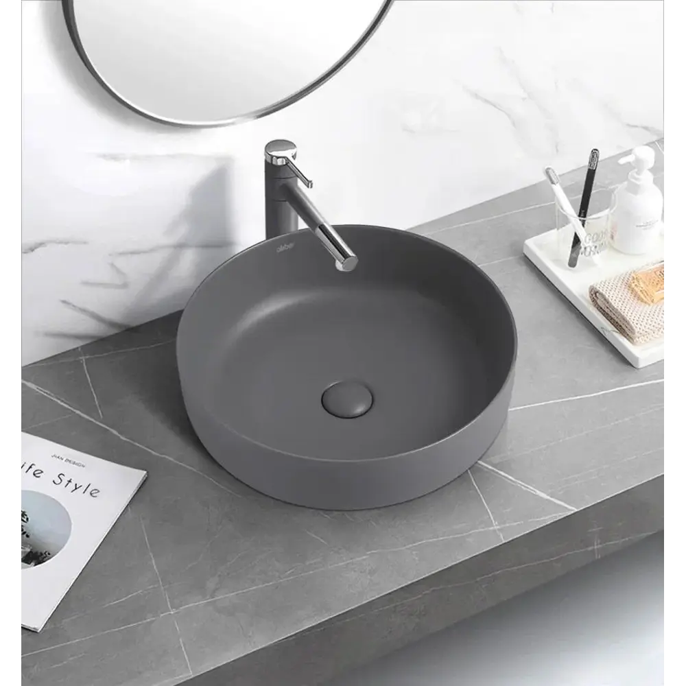 Фото Раковина накладная Abber bequem AC2100MG 46см цвет серый/серебристый Фото Раковина накладная Abber bequem AC2100MG 46см цвет серый/серебристый