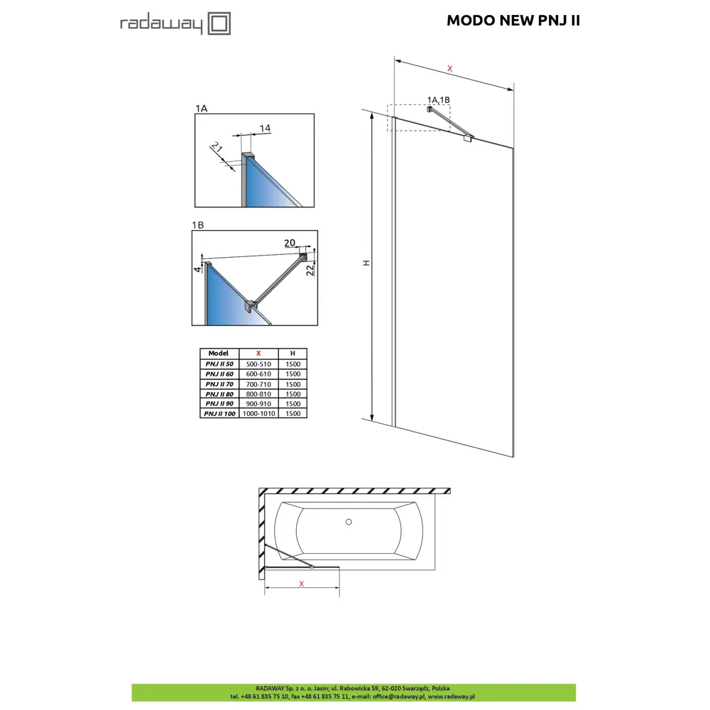 Фото 6 Ширма на ванну Radaway Modo PNJ 90 10006090-01-01 90x150см Фото 6 Ширма на ванну Radaway Modo PNJ 90 10006090-01-01 90x150см