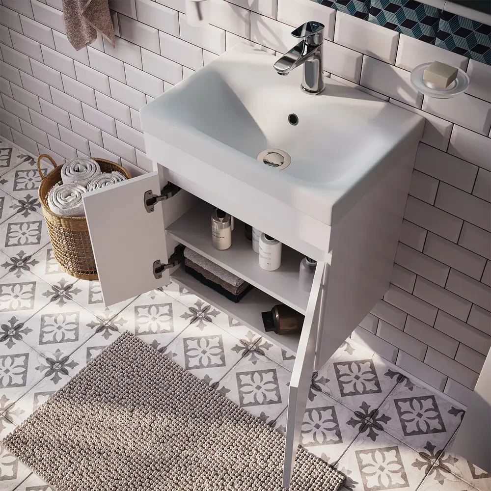 Фото 5 Тумба под раковину подвесная Iddis ZOD5CD0i95K 49.4см цвет белый, с раковиной