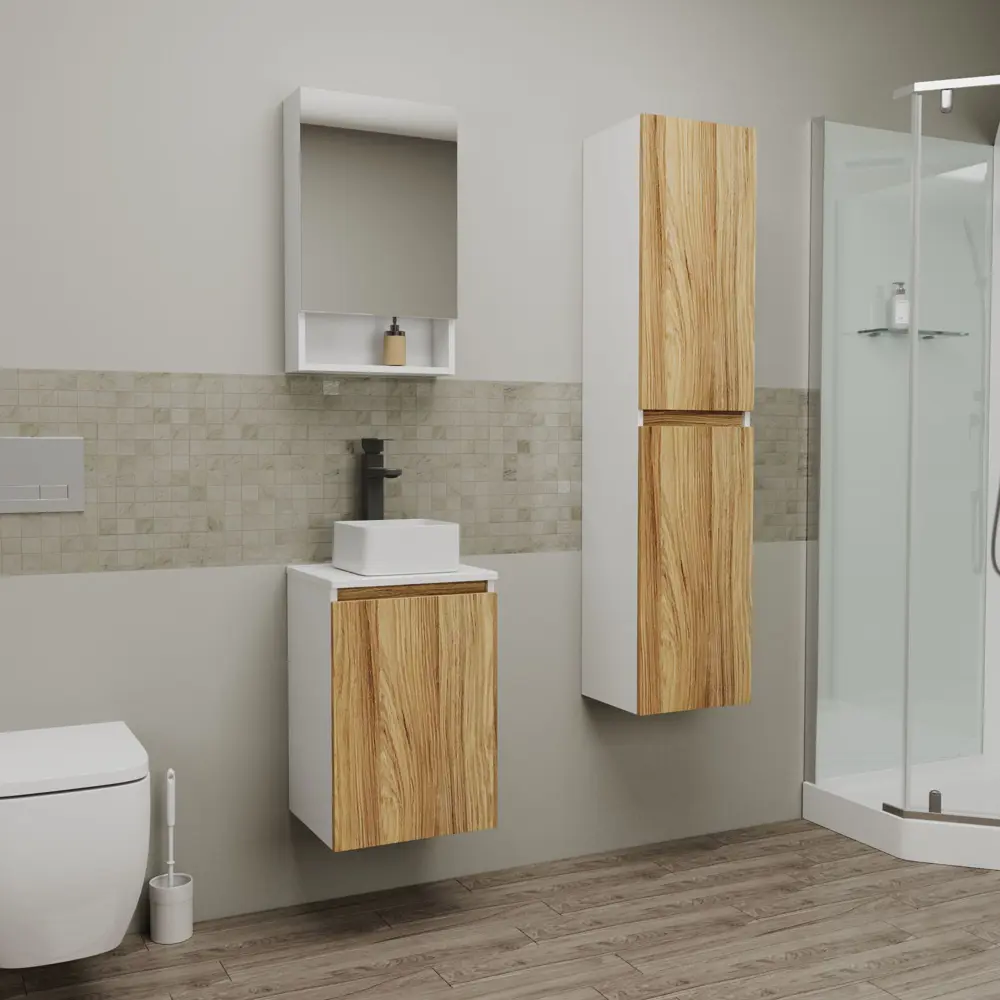 Фото 3 Тумба под раковину подвесная Bauedge BD1518 40см цвет белый, с раковиной Фото 3 Тумба под раковину подвесная Bauedge BD1518 40см цвет белый, с раковиной