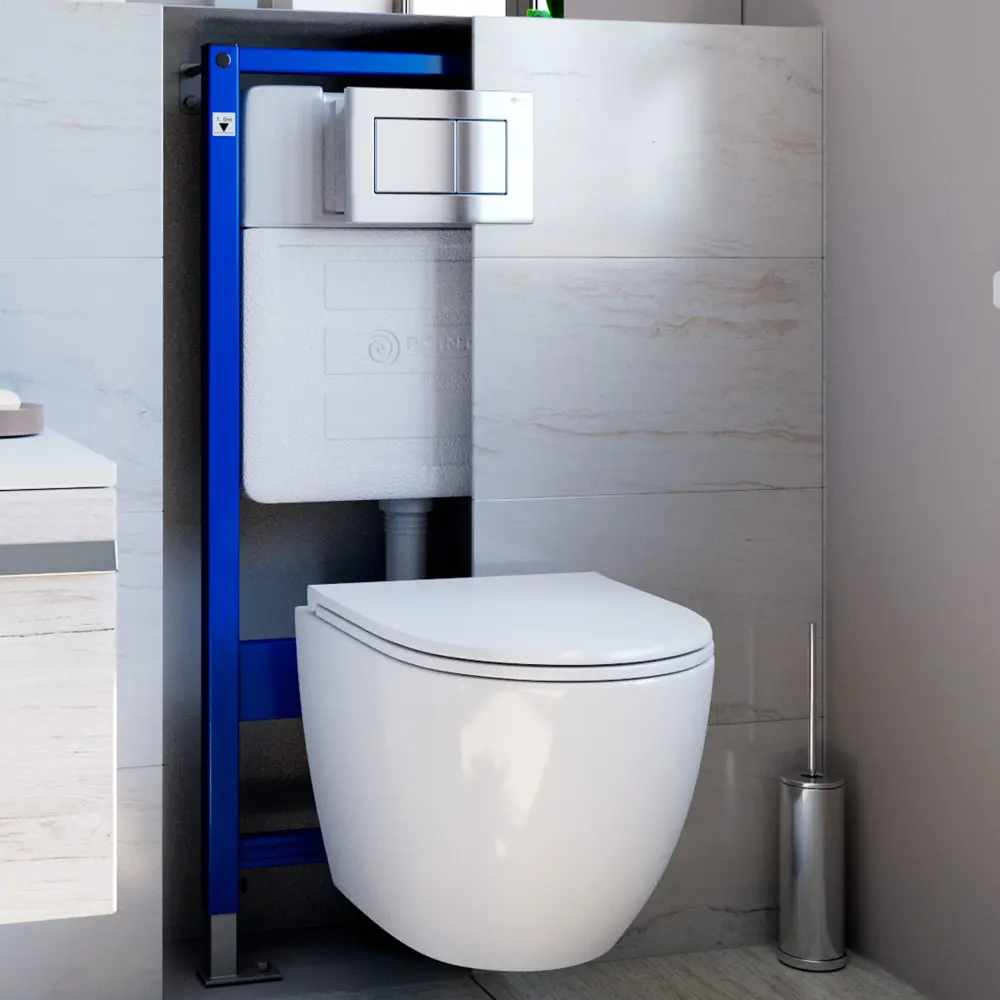 Фото 7 Унитаз подвесной Point PN41041 безободковый с сиденьем микролифт Фото 7 Унитаз подвесной Point PN41041 безободковый с сиденьем микролифт