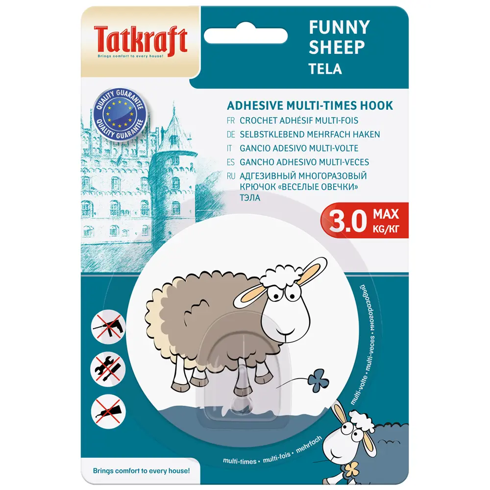 Фото 2 Адгезивный крючок TatKraft Funny Sheep Tela Фото 2 Адгезивный крючок TatKraft Funny Sheep Tela