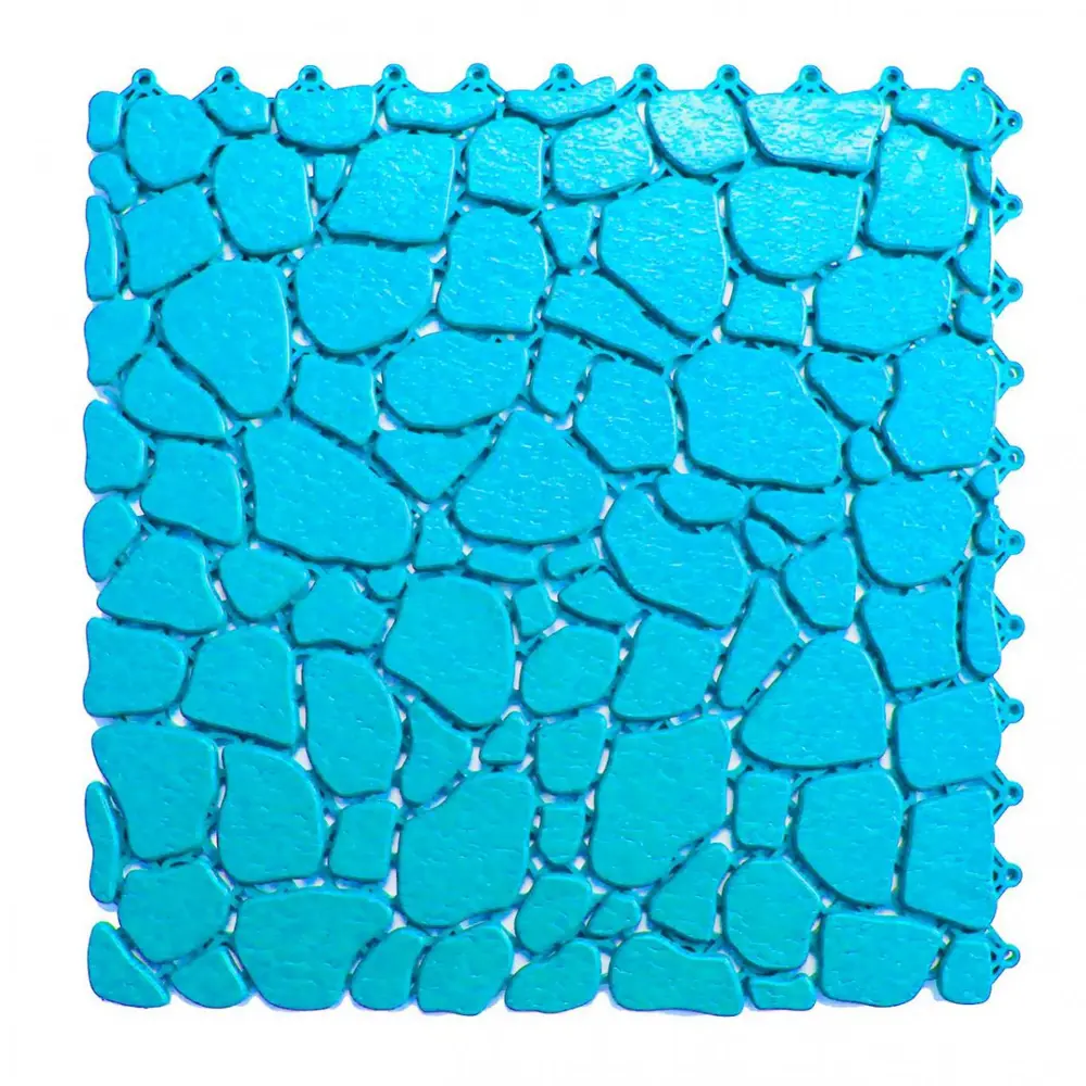 Фото Модульный коврик Пластфактор Aqua Stone 34x34см цвет голубой, 12шт Фото Модульный коврик Пластфактор Aqua Stone 34x34см цвет голубой, 12шт
