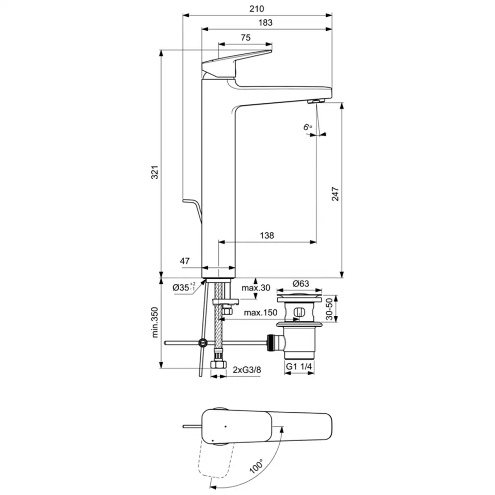 Фото 4 Смеситель для раковины Ideal standard BD239AA однорычажный цвет хром Фото 4 Смеситель для раковины Ideal standard BD239AA однорычажный цвет хром